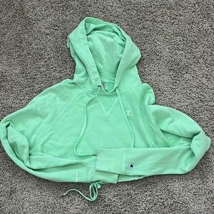 Green Cropped Champion Hoodie